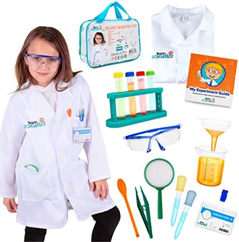 Born Toys Science Kits for Kids w/ Kids Lab Coat for Ages 5-8, Includes Science Experiments for Kids, Science Toys, Kids Science Goggles, Kids Science Kits, Dress Up & Pretend Play or Kids Costume