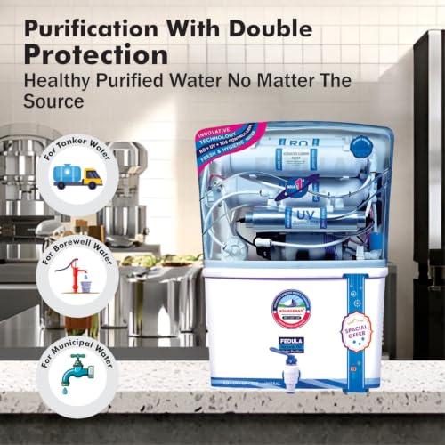 Image of Aqua Grand Plus RO Water Purifier RO+UV+UF+Copper Zinc, TDS Controller, 20 LPH, High TDS Membrane (2000 ppm) 12L Storage, Water Saving Technology, Domestic Water Filter for Home (1 Year Warranty)