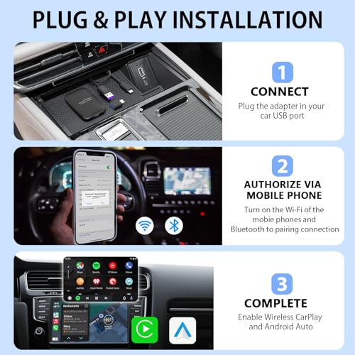 Wireless Carplay Adaptor Android Auto Wireless Dongle Support Netflix YouTube, Magic Link Carplay Ai Box for iPhone Android 5Ghz Automatic Connection Wired to Wireless CarPlay Dongle Plug and Play