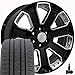 OE Wheels CV93 22 Inch Rims and Tires Fit Silverado 1500 Style 6x139.7 22x9 Gloss Black with Chrome Insert - Hollander 5660 - Dueler H/L Alenza 285/45-22 (Set of 4)