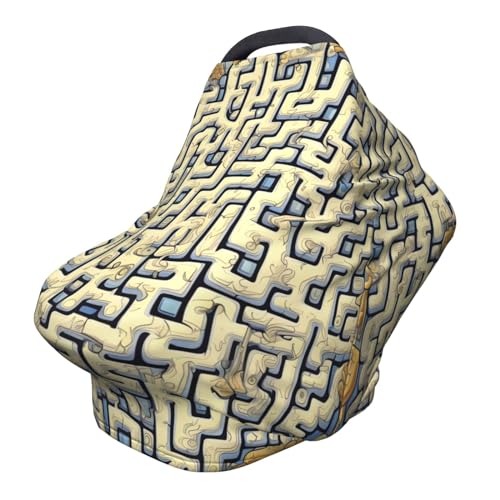 XZDHYZ Labyrinth Treasure Map Versatile full-print Stroller Chair Cover/Nursing Cover, specially designed for your baby, Black