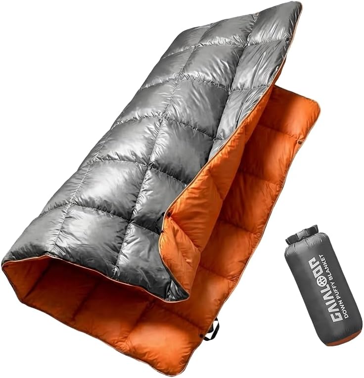 Manta acolchada de plumón para automóvil, campamento, al aire libre, viajes, mochileros, ligera, portátil, suave, cálida, acogedora, manta de