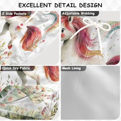 Pigsaly Boys Swim Trunks Cute Unicorn Boys Board Shorts Swimsuit Swimwear Summer Bathing Suit 3T3