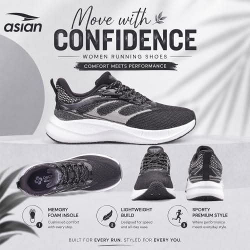 Image of ASIAN Hypercushion W-01 Women's Running & Walking Shoes | Ultra Soft Cushioning with Airflow | Lightweight Gym Sneakers for Girls & Women