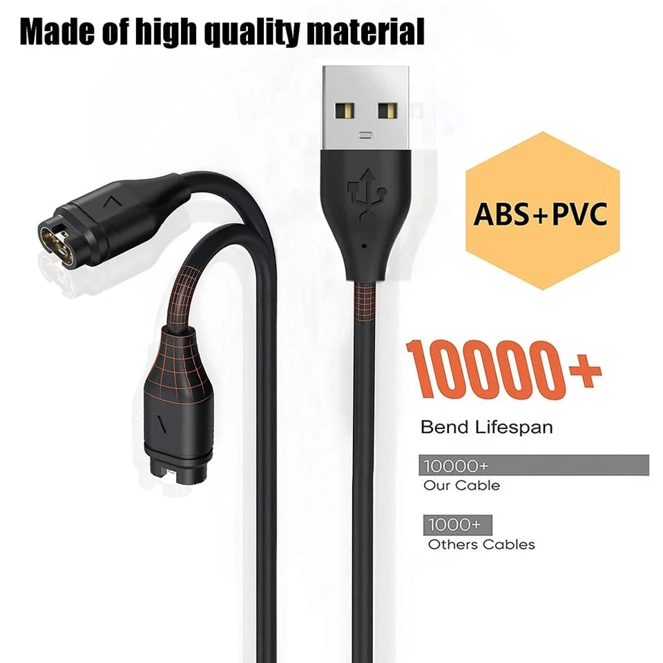 Image of Black Replacement USB Charging Cable For Garmin Garmin Vivoactive 3 Smart Watch, Vivoactive 3 Music, Vivoactive 4 4S, Vivomove 3 3S Style Sport, Vivosport, Vivosmart 5 Plus, Forerunner 935
