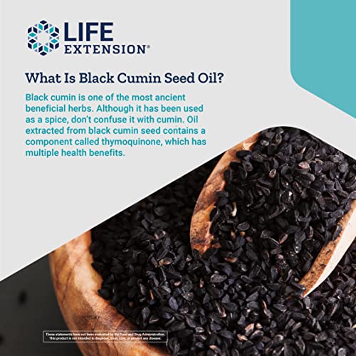 Life Extension Black Cumin Seed Oil 500 Mg – Immune Support & Inflammation Management Supplement – Non-Gmo – Gluten-Free – 60 Softgels #TOP4
