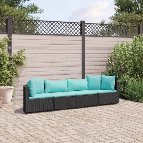 Xichuzi Juego de sofás jardín 4 pzas con Cojines ratán sintético Negro, Set De Jardin Exterior, Muebles De Jardin, Muebles Jardin Exterior, Conjunto Mueble Jardin - 3308460