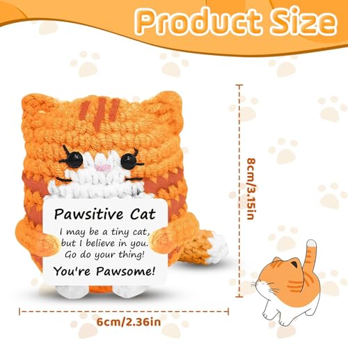 Image of Crochet Toys, Handmade Cat Crochet Animals, Cute Crochet Gift for Home and Office Decor, Emotional Support Animal Toy, Cute Things for Study Table Desk Decoration (8x6 cm, Orange)