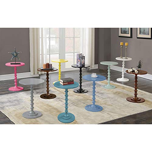 Image of Convenience Concepts Palm Beach Spindle Table 17.75 inch - Traditional Round End Table for Living Room, Turned Solid Wood Side Table, Classic Display Pedestal Table, White