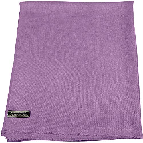 CJ Apparel Magenta Light Purple Lilac Mauve Solid Color Fringe Design Nepalese Shawl Seconds Scarf Wrap Stole Throw Head Wrap Pashmina Hand Made in Nepal New