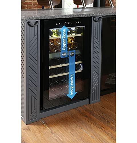 Haier Wine Cooler & Beverage Refrigerator | Mini Wine Fridge Complete With Dual-Zone Temperature Control, Triple-Pane Glass, Door Alarm & LED Interior Lighting | Fits 44 Wine Bottles | Black - Thumbnail 2