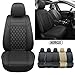 Vankerful Car Seat Covers Front Pair,Universal Fit for Most Cars,SUV,Sedans and Pick-up Trucks,Automotive Faux Leather Vehicle Cushion Covers(Front Pair,Black)