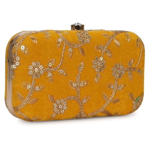 Image of LONGING TO BUY Hand Crafted Designer Box Clutch - Zari Embroidery For Women