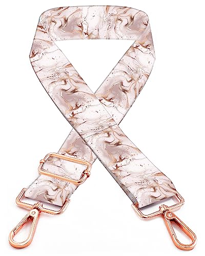 Image of Purse Straps Rose Gold Buckles Wide Shoulder Strap,Fashion Adjustable Replacement Belt for Crossbody Canvas Bag Handbag(Rose Gold Marble)