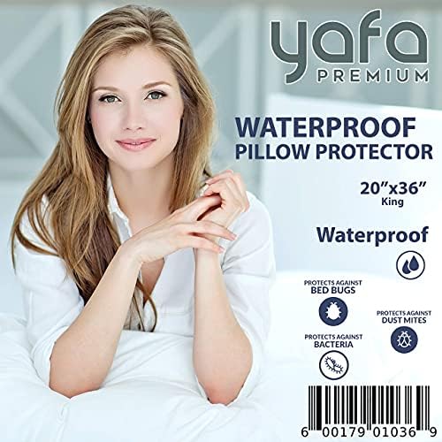 YAFA® Premium Waterproof Pillow Protector (2 Pack) King Size, Zippered