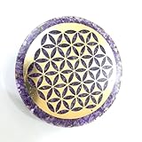 NEWCRYSTALAGE Agate Coaster Natural Amethyst Healing Coaster | Sacred Geometry Flower of Life Chakra Stone | Positive Energy Coasters, Pack of 1, 3-3.5'