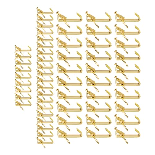 Image of Generic 120Pcs Picture Hooks Gold Hanging Hardware Painting Hanger Metal Picture Hanging Kit for Office Mirror Wooden Hard Walls Jewelry