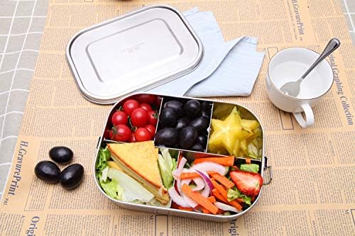 G.a HOMEFAVOR Stainless Steel Lunch Box Large Metal Bento Box with 5 Compartments 1400 ml Leakproof Food Sandwich Salad Storage Container for Adults and Kids