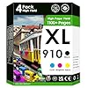 910XL negro y 910 (cian, magenta, amarillo) 4 cartuchos funcionan con Officejet Pro 8100/8600/251/276.