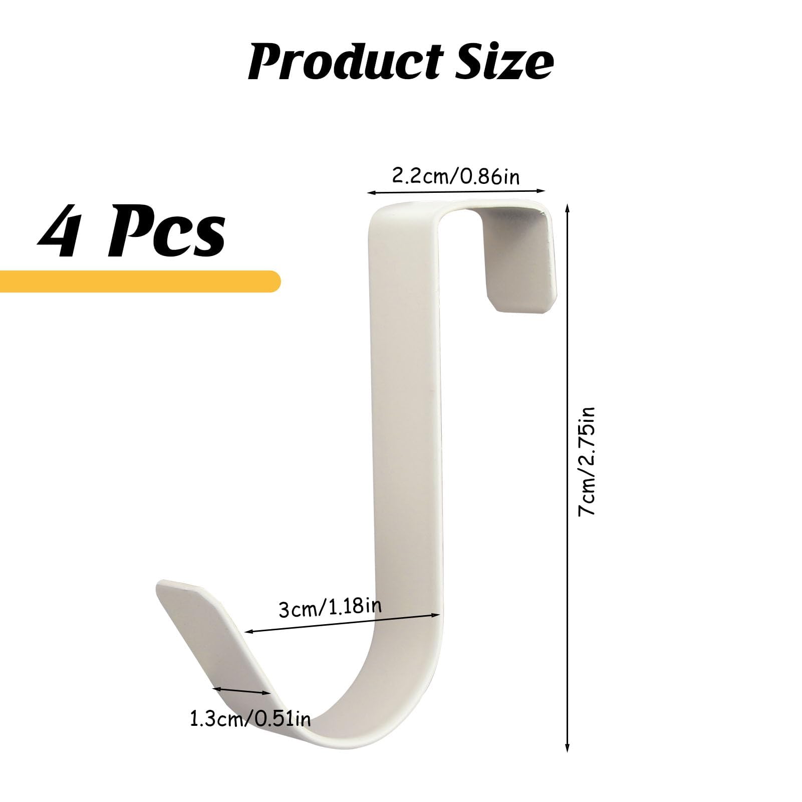 Gments 4Pcs Over Door Hooks Single Over The Door Hangers Heavy Duty Stainless Steel Reversible Wreath Hooks Metal for Bathroom Kitchen Cupboard Cabinet Bedroom Hanging Clothes Starter Garland - Image 2