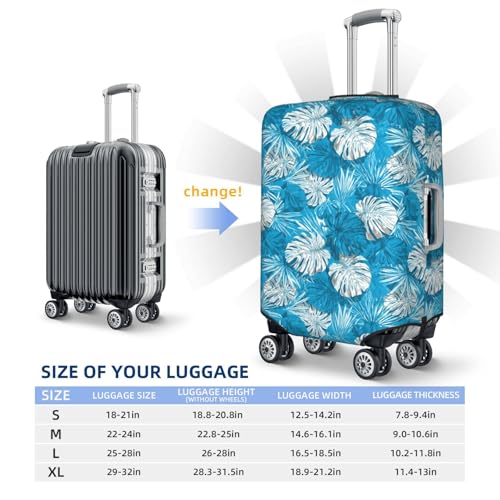 Luggage Cover Protector - Blue and White Tropical Plants Print Fit 22-24 Inch Suitcase Covers for Luggage2