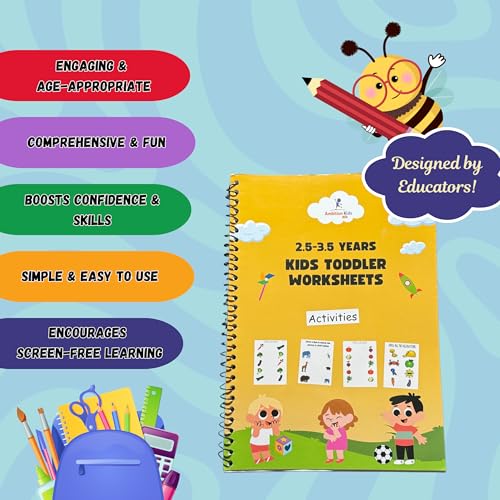 Image of AmbitionKids - Preschool (2.5 - 3.5 yr) Toddler Worksheets - 90 Pages of Fun Activities to Build Early Writing, Math, and Cognitive Skills