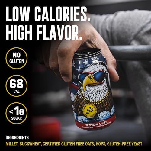 Image of Go Brewing Freedom Amber, NA Beer, 12 Pack (12 oz) | Small-Batch Craft Brew, Low-Calorie, Classic Ingredients, Bold Smooth Finish, Any Occasion