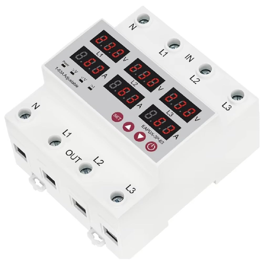 Jnchdghwa White Three Phase Adjustable Over And Under Voltage Protector Relay With Current Protection With Automatic Reset Function