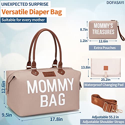 Dofasayi Mommy Bag For Hospital, Diaper Bag Tote With Changing Pad, Pouches, Straps, Stroller Hook, Multifunction Hospital Bags For Labor And Delivery, Large Travel Tote Bag For Boys, Girls, Khaki #TOP1