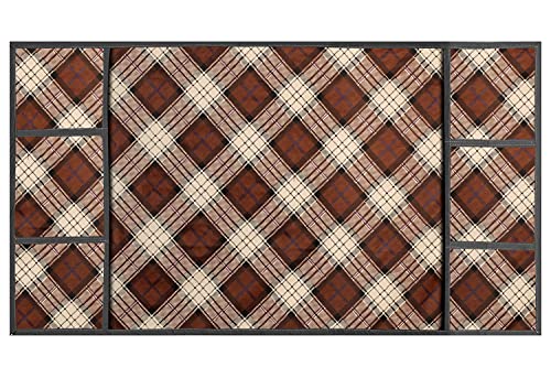 Image of Stylista Refridgerator top Cover Suitable for Samsung RR23C2E35NK /HL, 215 Liter Fridge, Dimension (WXD) 71x109 CM, Checkered Pattern Beige