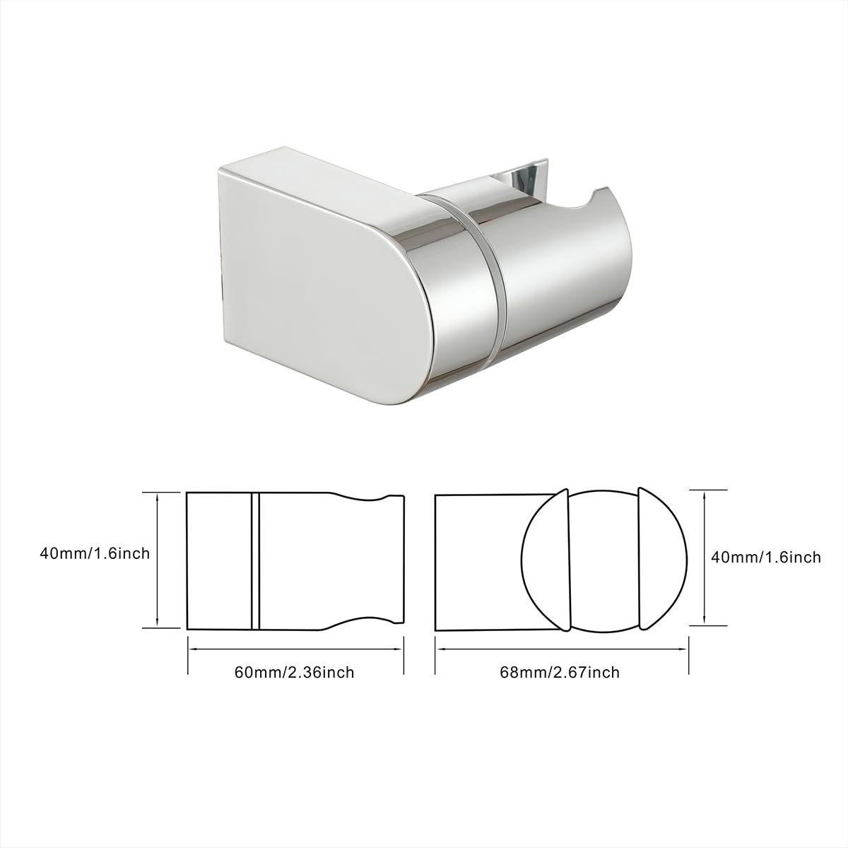 Muxios On Wall Mount Shower Bracket for Handheld shower head Height Adjustable Holder Bracket Large Angle Adjustable to Meet any Space Bathroom Chrome - Image 2