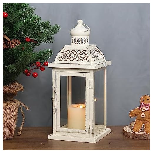 21 Creative Garden Lantern Ideas to Illuminate Your Outdoor Space 5 DECORKEY Lantern Decorative Indoor&Outdoor, 14.4'' Large Metal Candle Lanterns, Vintage Hanging Candle Holders Farmhouse Shelf Wedding Front Porch Patio Decor, Halloween Christmas Decorations for Home