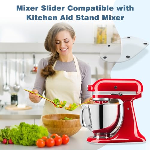 Image of Mixer Slider Mat for Kitchen Aid 4.5-5 Qt Tilt Head Stand Mixer, Glossy Sliding Tray Mixer Sliders for Kitchenaid Artisan Mixer, Kitchen Aid Accessories and Attachments, Countertop Storage, Clear
