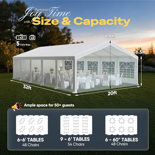 Image of Quictent Premium 20x32 Reinforced Heavy Duty Party Tent with 5 Storage Bags