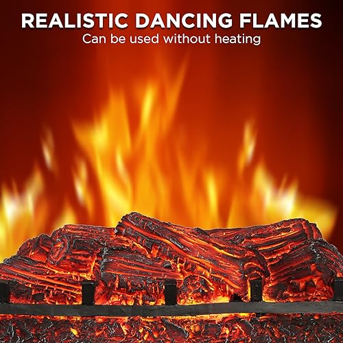 TURBRO Eternal Flame Infrared Electric Fireplace Logs, 23" Infrared Quartz, Remote Control Fireplace Insert Log Heater, Realistic Pinewood Ember Bed, Thermostat, Timer, 1500W Black by TURBRO - Image 2
