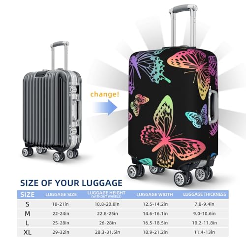 Black Rainbow Butterfly Luggage Cover, Protective Washable Suitcase Cover - Travel High Elastic Fibers Suitcase Protector Fits Small3