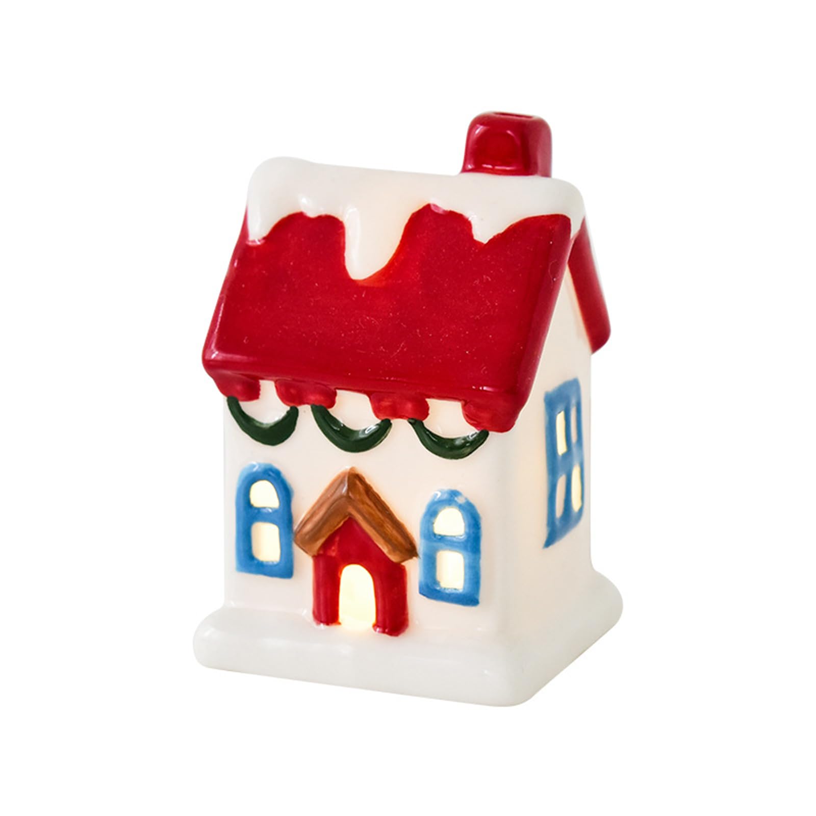 Battery Operated Ceramic House Christmas Decoration Charm Cottage for Festival Home Décorations Winter Village Decors Ceramic Houses
