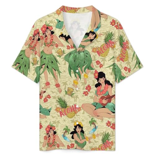 Hawaiian Aloha Mens Pajama Set Short Sleeve 2 Piece Sleepwear Button Down Tops And Shorts Loungewear Outfits2