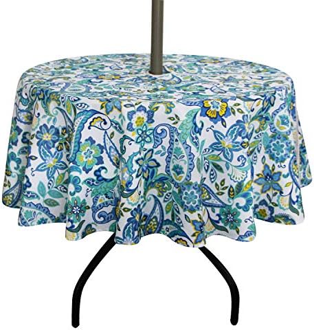 Amazon.com: EHouseHome Outdoor Indoor 70inch Round Tablecloth with Umbrella Hole and Zipper ...