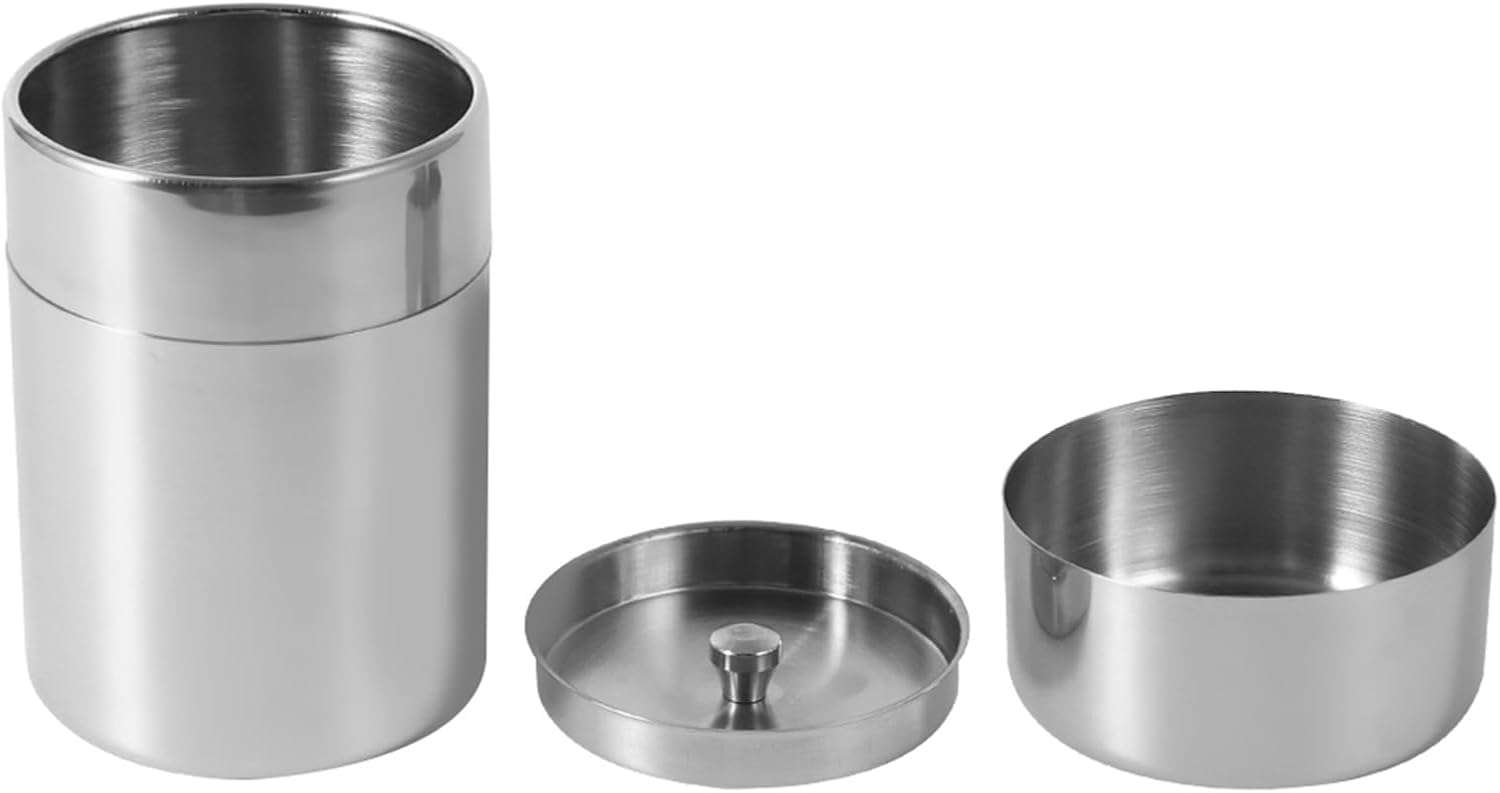 Horoper Stainless Steel Tea Tin Canister with Airtight Double Lids, Round Kitchen Metal Tea Tin Canisters, Portable Tea Storage Container for Loose Tea and Tea Bags (s)