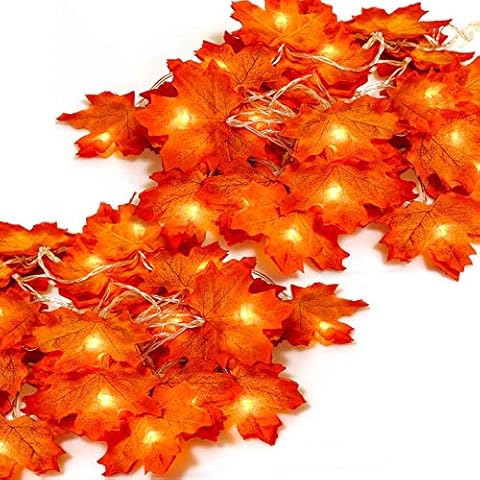tEEZErshop Christmas Decor Fall Decor -40 LED Maple Leaves Fairy Lights 7.9 Feet Fall Garland Decorations Lights Waterproof Maple Leaf 3AA Battery Operated Cover