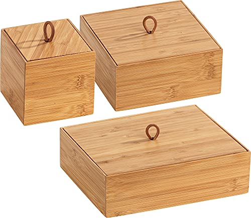 WENKO Bambus Boxen Terra S,M & L mit Deckel Cover