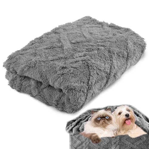 Neerow Hundedecke, 100x150 cm Katzendecke Sofa, Hunde Decke Waschbar, Fleece Haustier Decke Flauschig für Kleine und Mittelgroße Hunde, Katzen Kuscheldecke (Grau)