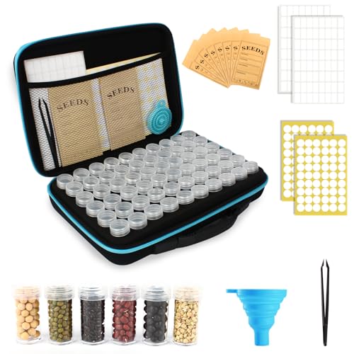 60 Slots Seed Storage Organizer with 20 Envelopes Portable Sturdy Seeds Container Box Airtight Garden Seed Saver Saving Kit (small-60 Slots)