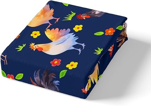 Miniatura 4 de Funda de edredón de gallo para niños y niñas, colorido juego de ropa de cama de pollo tamaño individual, funda de edredón de flores botánicas de