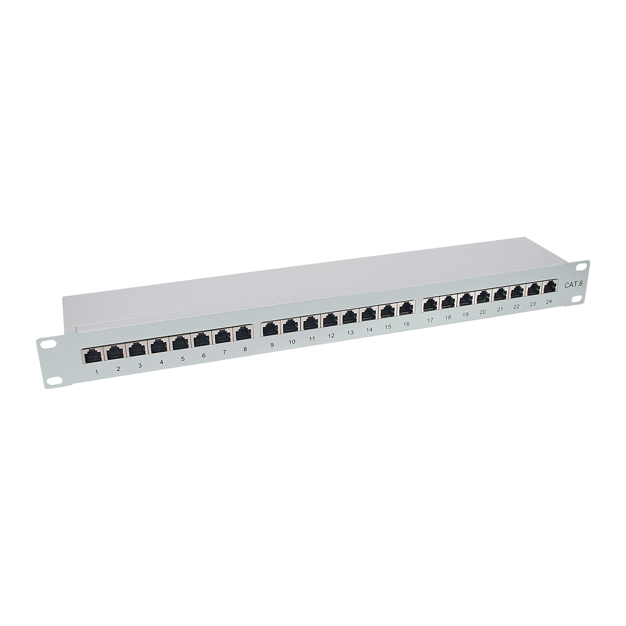 InLine® Patchfeld Cat.6, 24-Fach, 48,26cm (19"), 1HE, lichtgrau, RAL7035