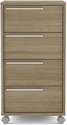 Gaveteiro Maia 4 Gavetas com Rodízios Castanho Politorno