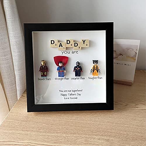 OVNMFH Gift to The Superhero in Mind, Dad Superhero Frame Father’s Day Gift, Dad You are My Superhero, Superheros Photo Frame Poster, Father's Day Unique Gifts (Black,4 Superheroes)