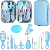 Baby Gesundheitswesen und Pflegeset, Säuglingssicherheitspflege Set mit Haarbürste, Kamm, Nagelknipser, Baby Essentials Kit für Neugeborene Mädchen Jungen (Blau 14 in 1)