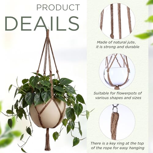 Image of EBOOT 2 Pack 41 48 Inch Large Macrame Plant Hanger Rope to Hang Flower Pot Plant Holder for Indoor Outdoor Decorations, 4 Legs (Linen Color)